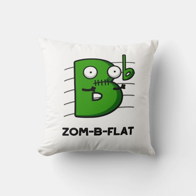 Coussin Zom-B-Flat Drôle Halloween Zombie Musique Pun (Recto)