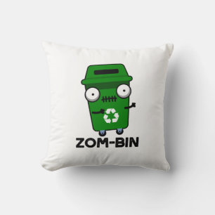 Coussin Zom-bin Funny Halloween Zombie Trash Bin Pun