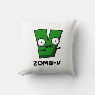 Coussin Zomb-V Drôle Halloween Zombie Alphabet V Pun