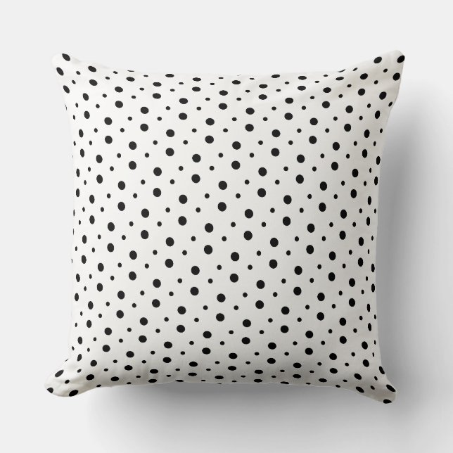 Coussin Zones Dalmatiennes Noires modernes en blanc (Recto)