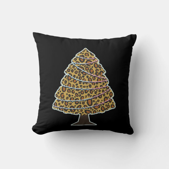 Coussin Zones de léopard de Noël amusant cadeau de Noël (Recto)