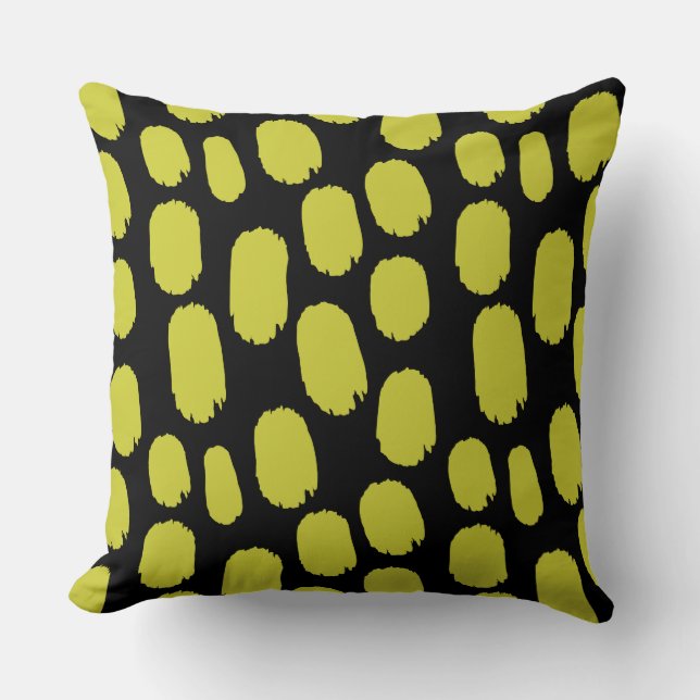 Coussin Zones peintes en gras - Banane sur noir (Recto)