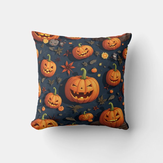 Coussins à motifs citrouilles et automne (Recto)