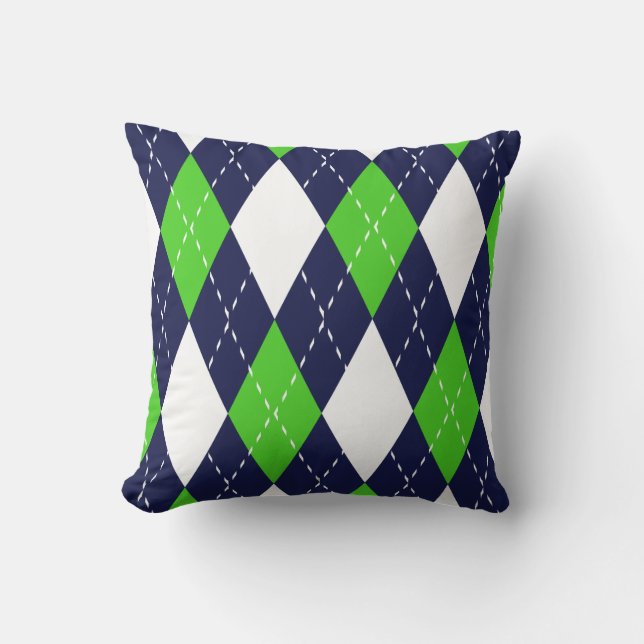 Coussins à motifs de losanges bleus et verts de (Recto)