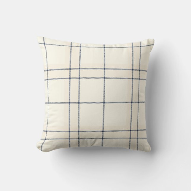Coussins bleus et crèmes fanés de plaid de tartan (Recto)