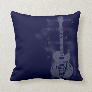Coussins bleus graphiques de guitare