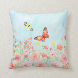 coussins de coussin d'aquarelle de roses et de