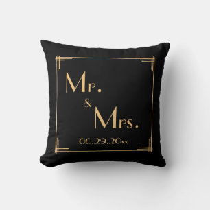Coussins de mariage Art Déco Black Great Gatsby