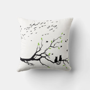 Coussins de silhouettes de chats romantiques sur u