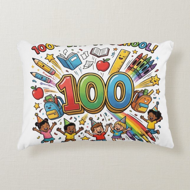 Coussins Décoratifs 100th Day of School Colorful Celebration Design –  (Devant)