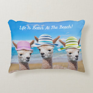 Coussins Décoratifs 3 Alpacas La Vie Est Meilleure À La Plage ! Person