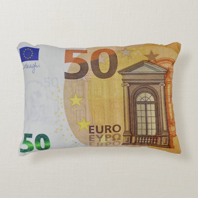 Coussins Décoratifs 50€ cinquantes EUROs note bancaire (Devant)