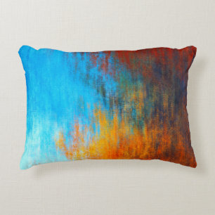 Coussins Décoratifs Abstrait couleur turquoise bleu, orange et rouge