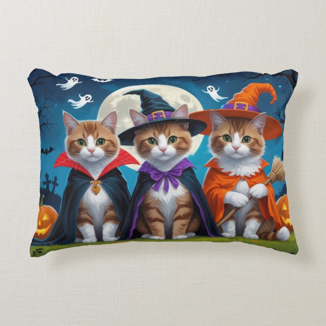 Coussins Décoratifs Abyssinian Chats Citrouille Halloween Funny (Devant)