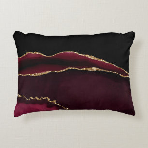 Coussins Décoratifs Agate Marbre Chic Noir Violet Paillettes Or