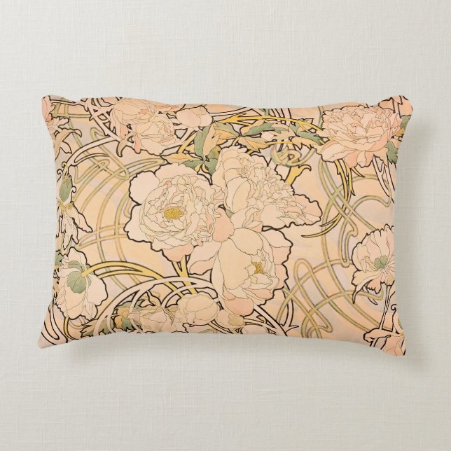 Coussins Décoratifs Alfonse Mucha Art Nouveau Peonies (Dos)