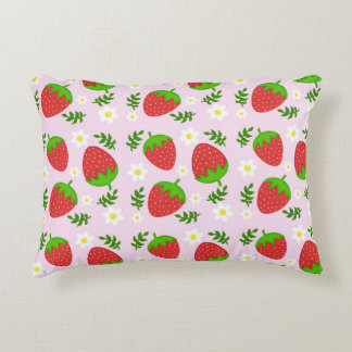 Coussins Décoratifs Almofada fofa design contínuo morangos fundo rosa