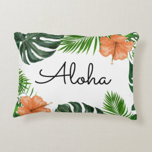 Coussins Décoratifs Aloha Tropical Leaf and Hibiscus Thellow