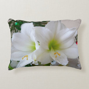 Coussins Décoratifs Amaryllis blanc et sapin de Noël
