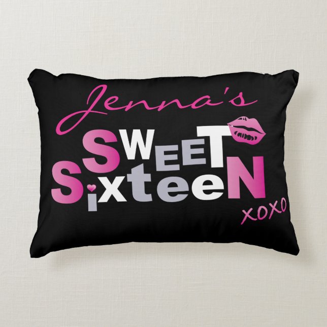 Coussins Décoratifs AMOUR & KISSES Sweet sixteen ROSE CHAUD Invitation (Devant)