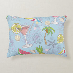 Coussins Décoratifs Amusant Été, Cocktail Motif sans Seamless.