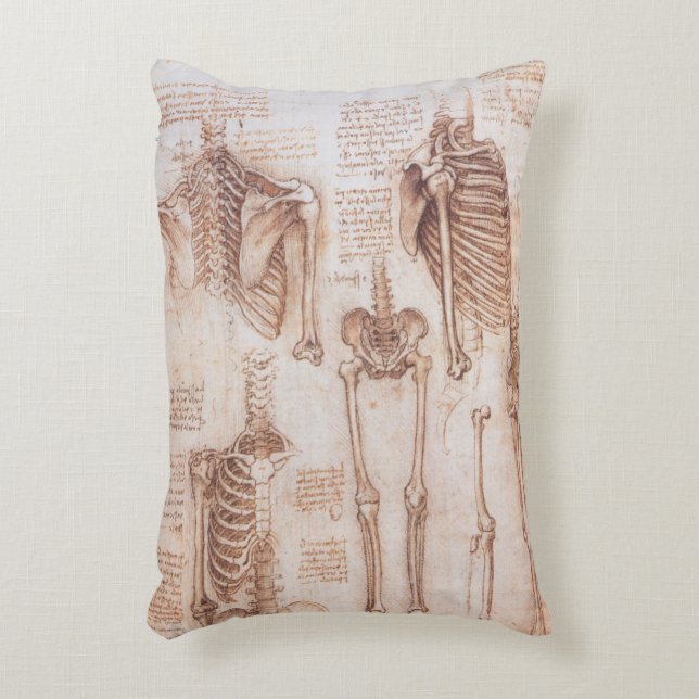 Coussins Décoratifs Anatomie humaine, os du squelette par Léonard de V (Devant(Vertical))