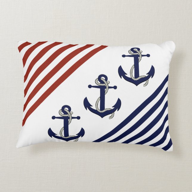 Coussins Décoratifs Ancre/noeud de navire de marine nautique/bandes ro (Dos)