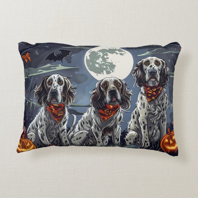 Coussins Décoratifs Anglais Setter Halloween Éffrayant (Dos)