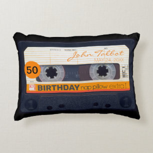 Coussins Décoratifs Anniversaire 50e Audiotape rétro personnalisé AP