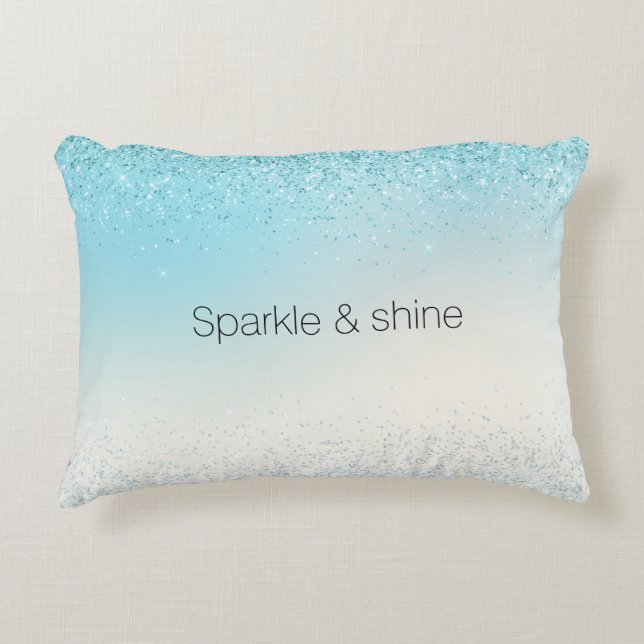 Coussins Décoratifs Aqua Blue Ombre Glitzy Sparkle Parties scintillant (Devant)