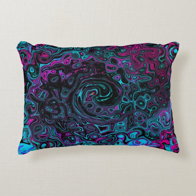 Coussins Décoratifs Aqua Magenta et Abstrait noir (Devant)