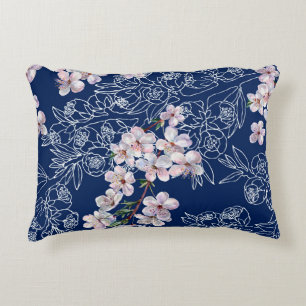 Coussins Décoratifs Aquarelle fleurs de branche cerise avec branche gr