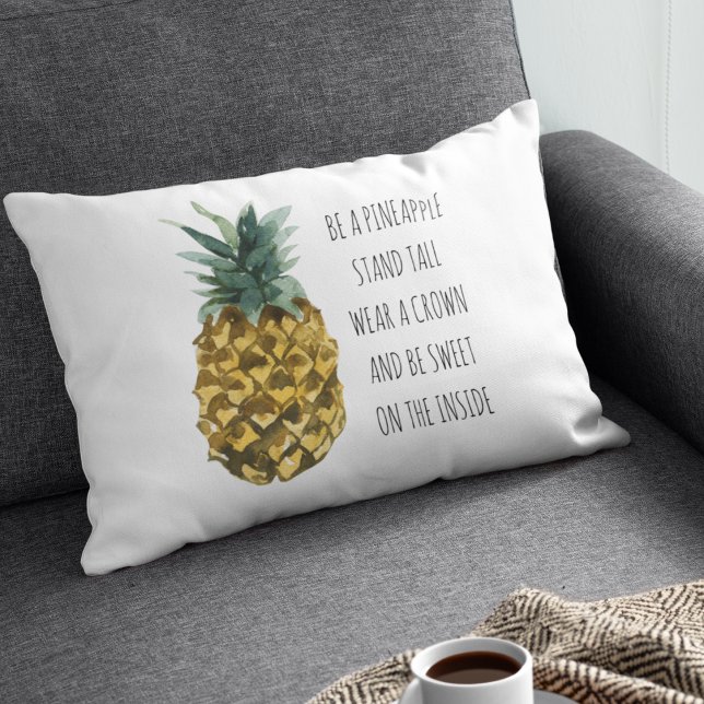 Coussins Décoratifs Aquarelle moderne ananas et citation amusante posi (Créateur téléchargé)