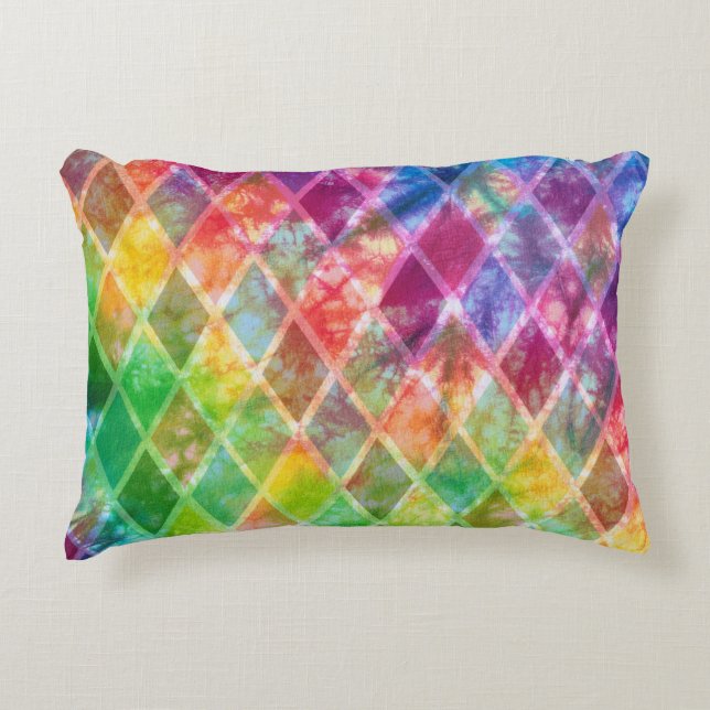 Coussins Décoratifs Aquarelle Neon Tie Dye Jacquard Arlequin (Devant)