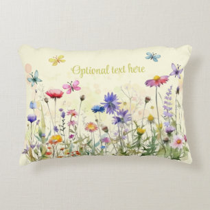 Coussins Décoratifs Aquarelle Papillons fleur sauvage texte de livre