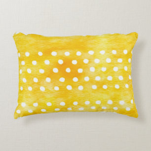 Coussins Décoratifs Aquarelle Polka Dot - Terre Jaune et Blanc (1)