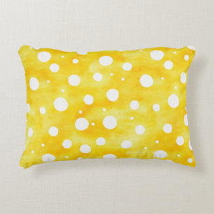Coussins Décoratifs Aquarelle Polka Dot - Terre Jaune et Blanc (2)