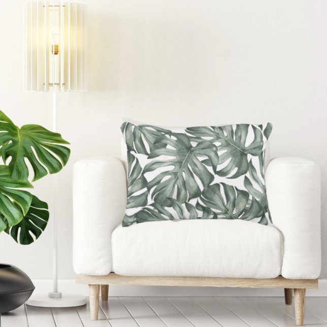 Coussins Décoratifs Aquarelle tropicale Oasis moderne Feuille Motif (Créateur téléchargé)