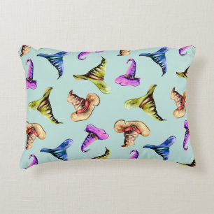 Coussins Décoratifs Aquarelle vieux casquettes : arrière - plan bleu.