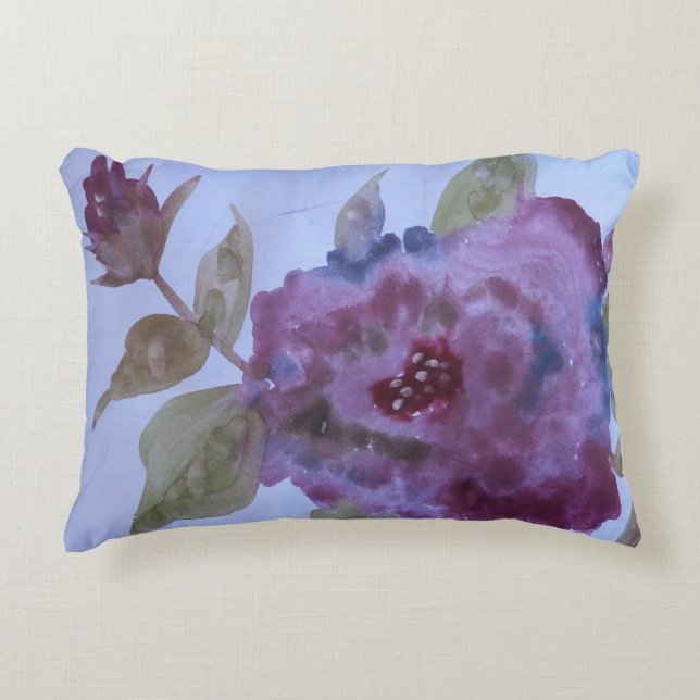 Coussins Décoratifs Aquarelle violette Florale (Devant)