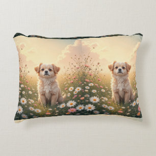 Coussins Décoratifs Aquarelle Yorkshire Terrier dans un champ de fleur