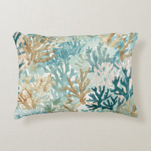 Coussins Décoratifs Aquarelles Bleu Vert Turquoise de Récif Corallien