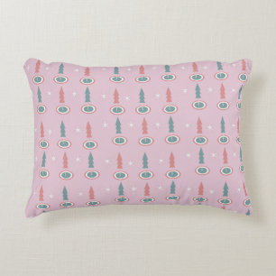 Coussins Décoratifs Arbres de Noël Snowflakes vert rose