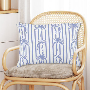 Coussins Décoratifs Arbres Palmiers Côtiers Blancs Bleus Nœuds Rayures