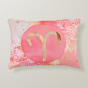 Coussins Décoratifs Aries Rouge Aquarelle Astrologie Zodiac Signes Tra