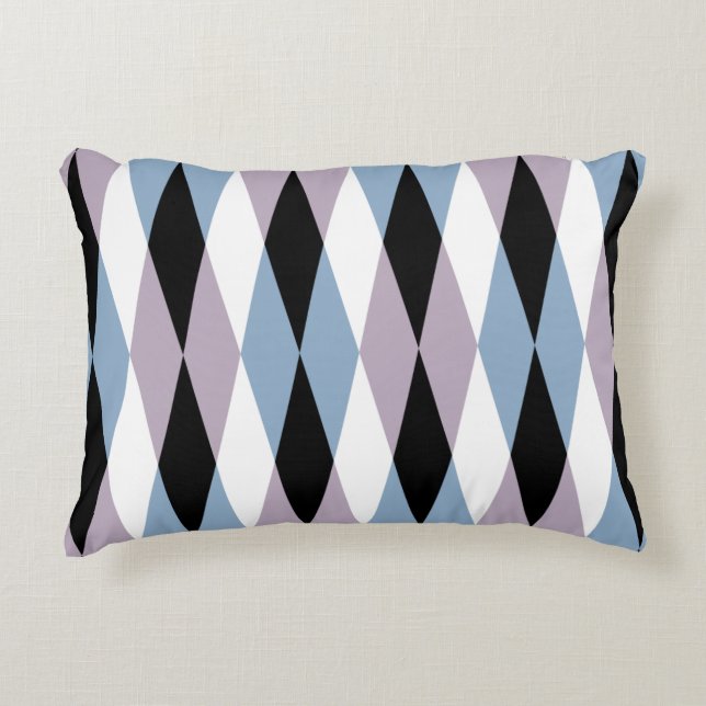 Coussins Décoratifs Arlequin Diamond Motif - Bleu et Dusty Lilac (Devant)