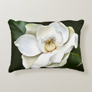Coussins Décoratifs Arrière - plan blanc Magnolia Closeup Vert