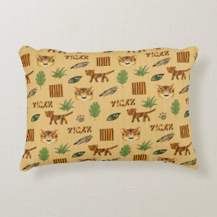 Coussins Décoratifs Arrière - plan stylisé avec tigre de dessin animé.