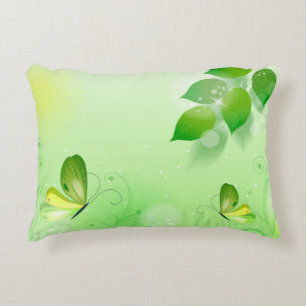 Coussins Décoratifs Arrière - plan vert printemps avec papillon