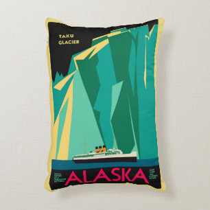 Coussins Décoratifs Art de l'affiche de voyage vintage de l'Alaska, gl